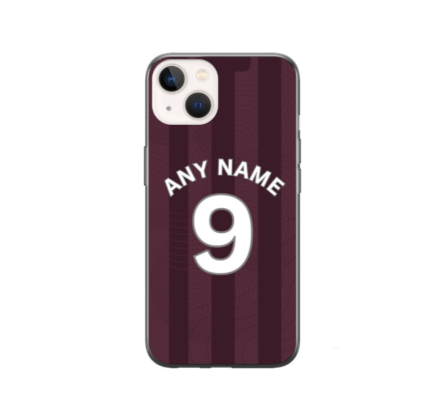 Hearts 2024-2025 Home Football Shirt (choose any Name and Number) Protective Premium Rubber Silicone Phone Case (Copy) - Image 2