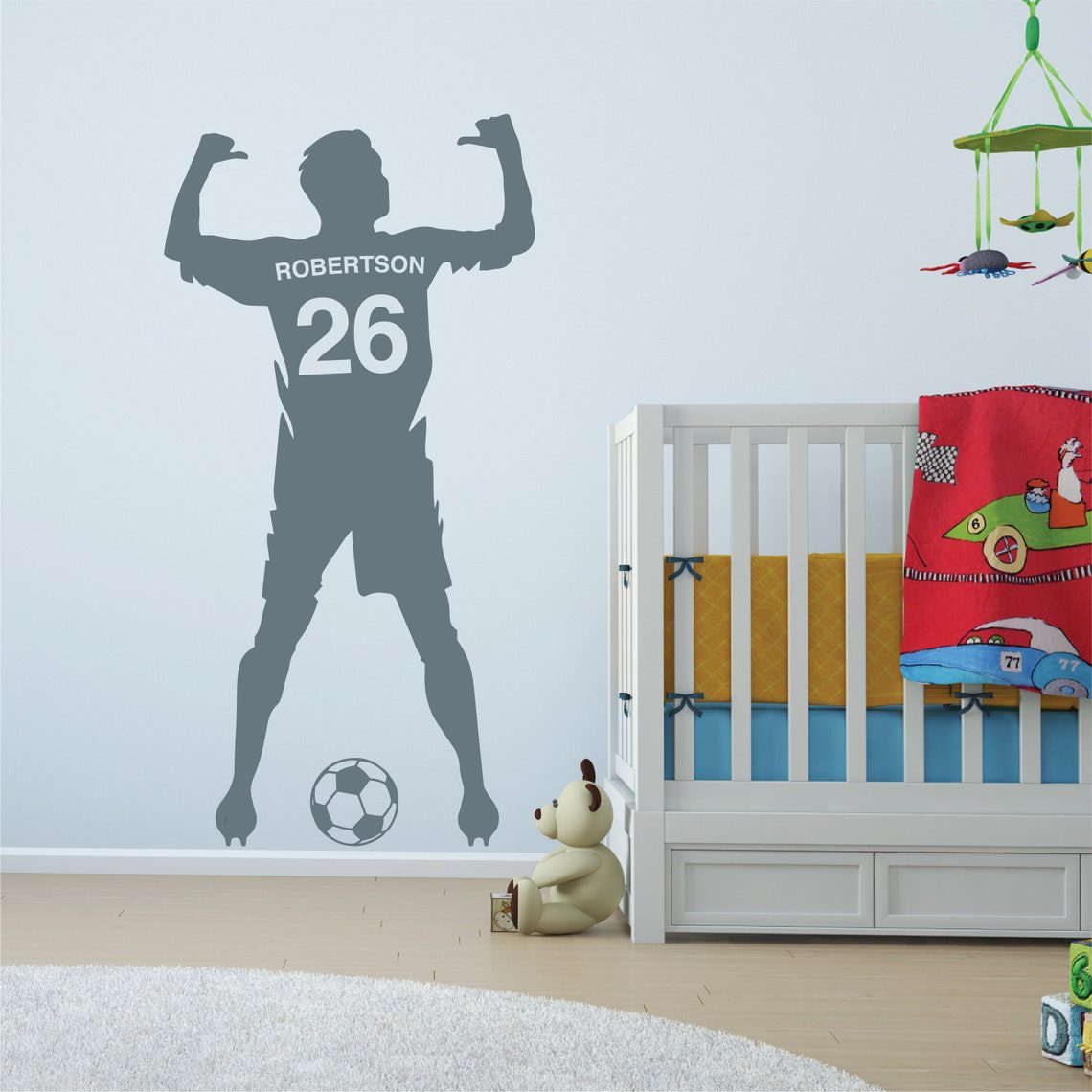 PERSONALISED FOOTBALLER NAME , Football Player Soccer , Customisable Bedroom Kids Removable Vinyl Wall Decal Stickers - Image 6