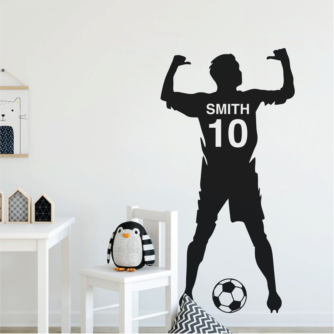 PERSONALISED FOOTBALLER NAME , Football Player Soccer , Customisable Bedroom Kids Removable Vinyl Wall Decal Stickers - Image 4