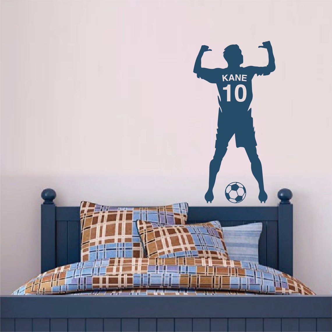 PERSONALISED FOOTBALLER NAME , Football Player Soccer , Customisable Bedroom Kids Removable Vinyl Wall Decal Stickers - Image 2