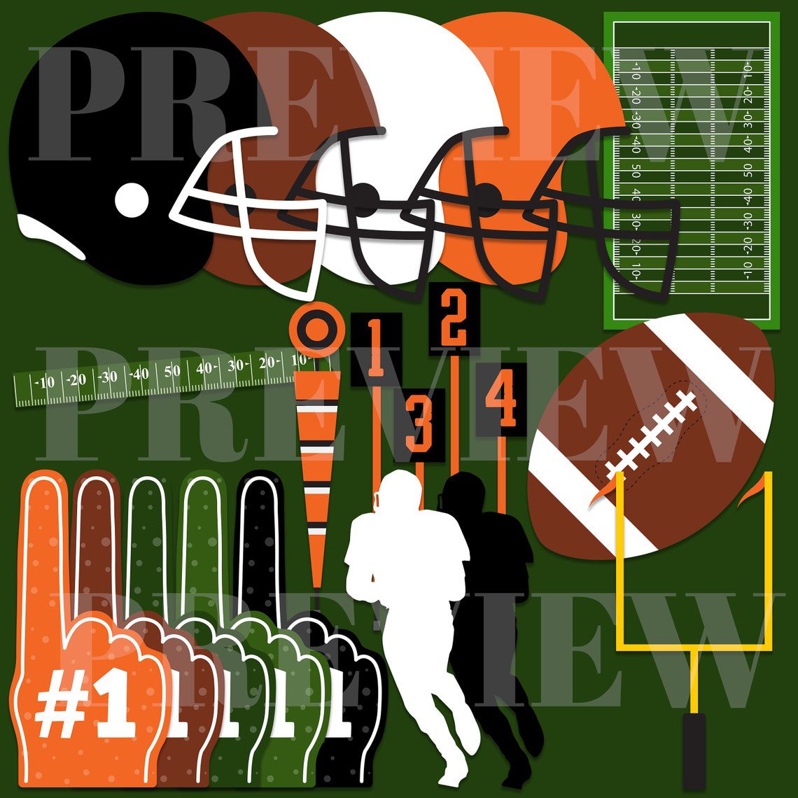 45 American Football Sports Digital Papers and 20 Clip Art items -Digital & Printable scrapbooking paper PU/CU - Image 3