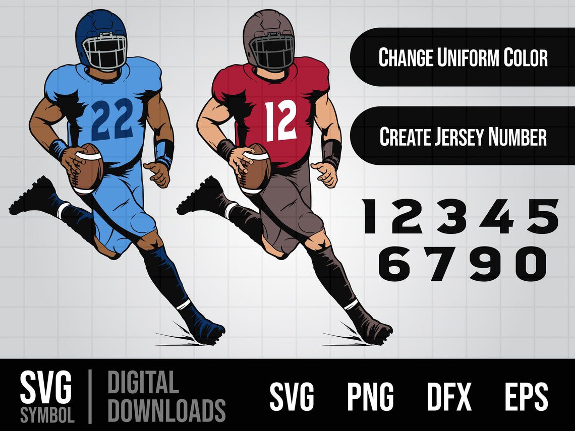 Football Player SVG, Football Player png, Football Cutfile, Football Digital Download, Football Shirt svg, Sports Kid svg, Football Kid svg - Image 2