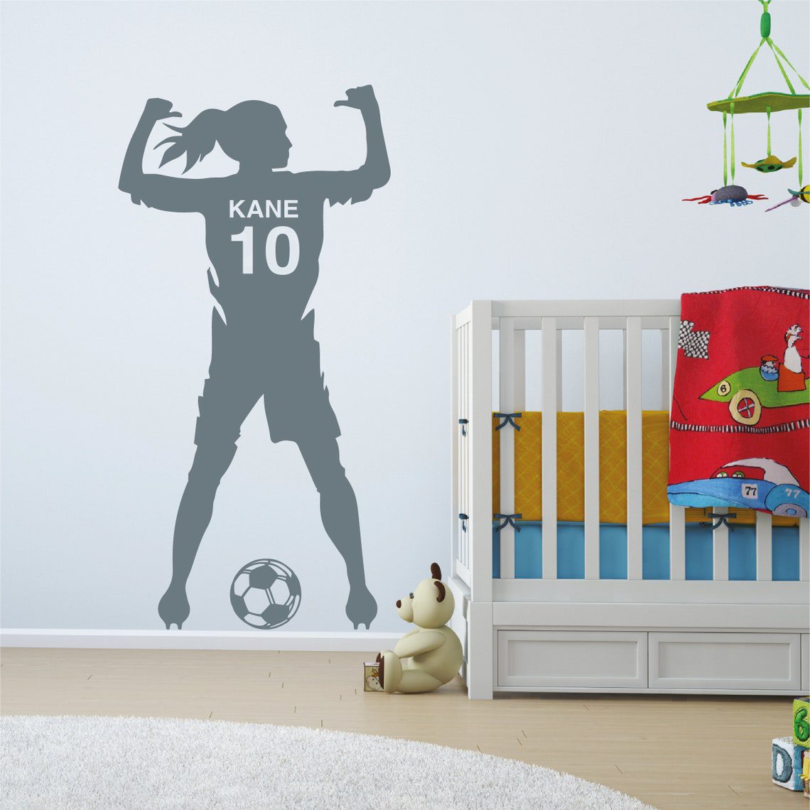 PERSONALISED FOOTBALLER NAME , Football Player Soccer , Customisable Bedroom Kids Removable Vinyl Wall Decal Stickers - Image 7