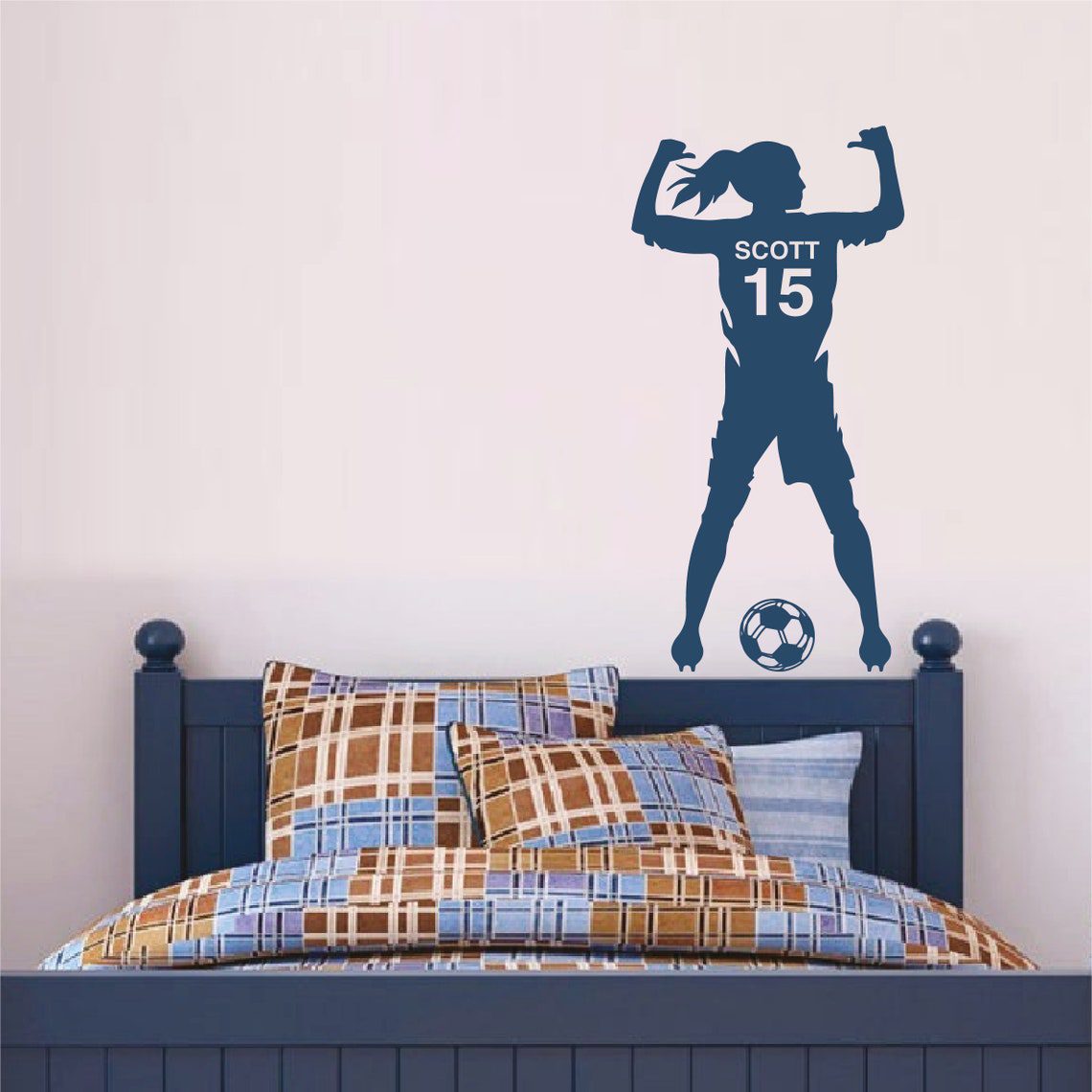 PERSONALISED FOOTBALLER NAME , Football Player Soccer , Customisable Bedroom Kids Removable Vinyl Wall Decal Stickers - Image 3