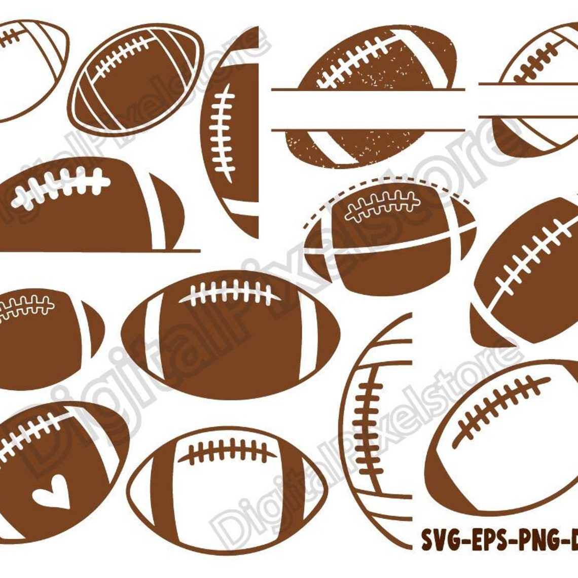 Football SVG Bundle: Sports Silhouette, Monogram Frame (Digital Download) - Image 2