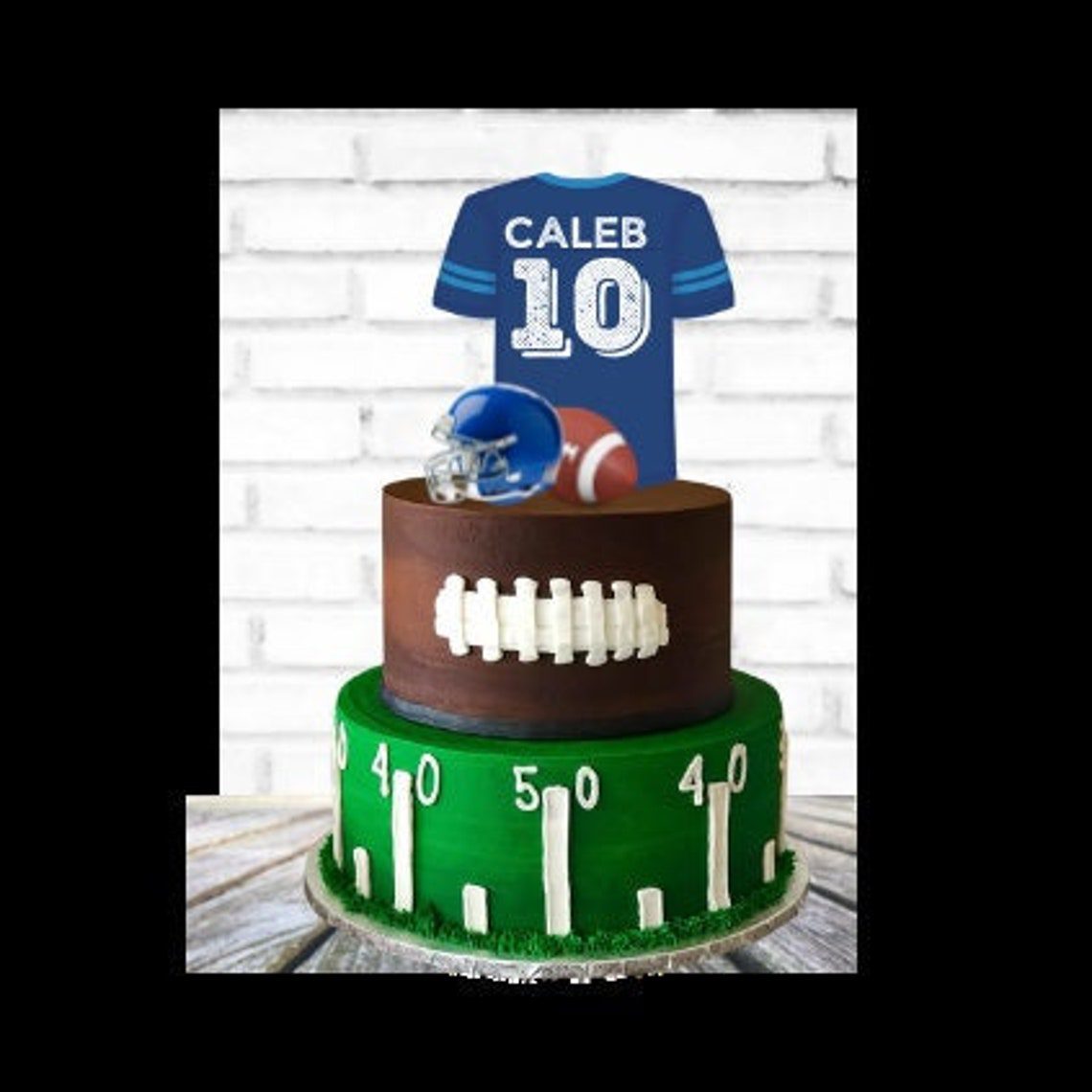 Personalized Football Cake Topper Template, Football Jersey and Helmet with Mascot Cake Topper Digital Image, Football Custom Sticker png - Image 3
