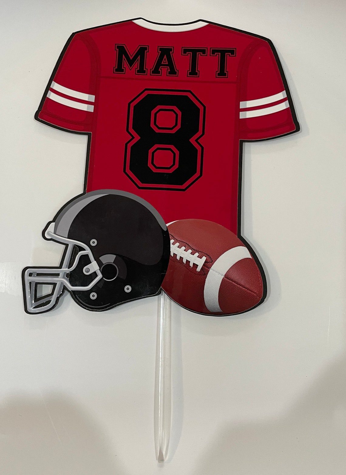 Personalized Football Cake Topper Template, Football Jersey and Helmet with Mascot Cake Topper Digital Image, Football Custom Sticker png - Image 6