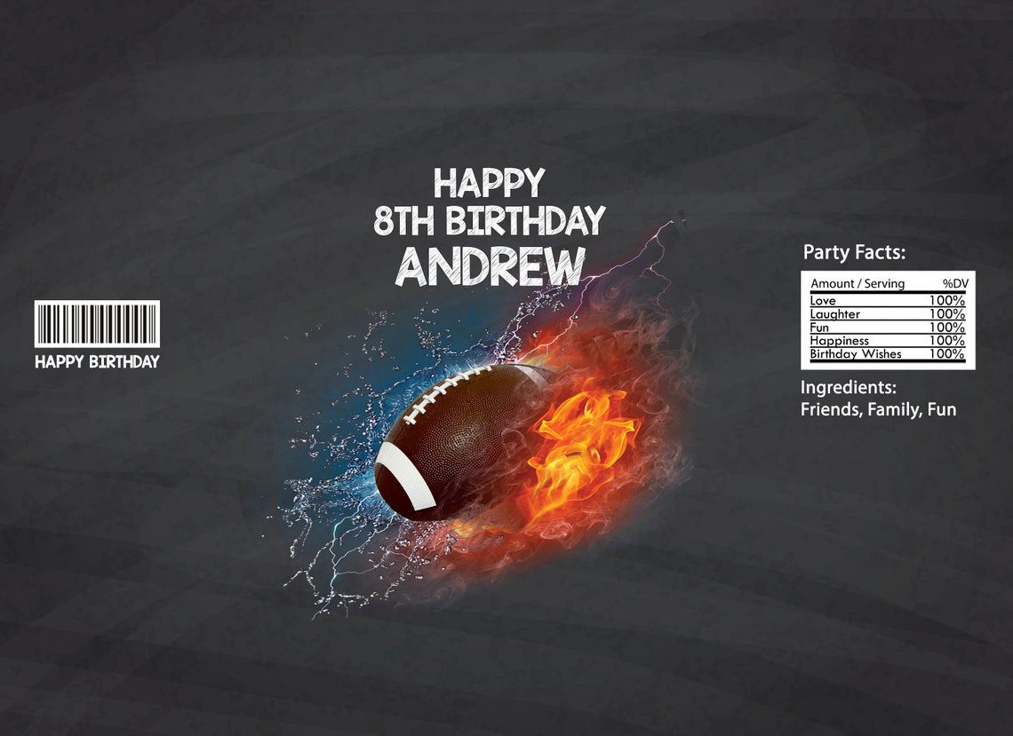Football Birthday Chips Bag Label: Personalized Party Favor (Digital Download) - Image 3