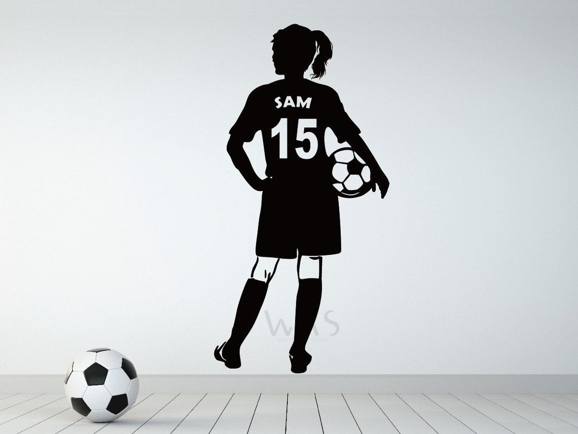 Custom Name Girl Soccer Player Wall Decal Personalized Kids Room Decor Art for Girls Vinyl, Custom Name Girl Soccer Player Wall Decals - Image 3