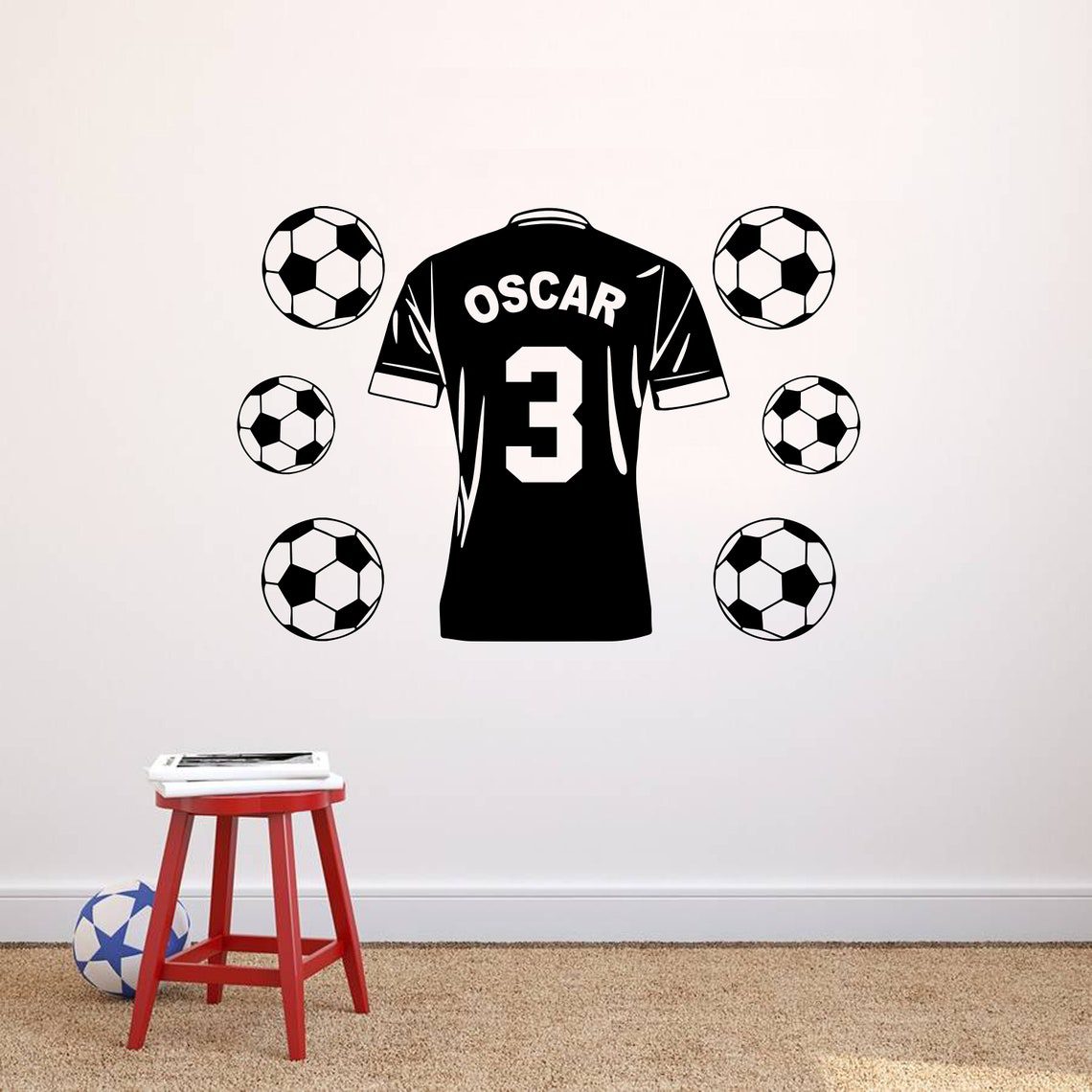 Personalised Football Shirt - Wall Art - Vinyl Transfer - Wall Sticker - Kids Bedroom - Image 4