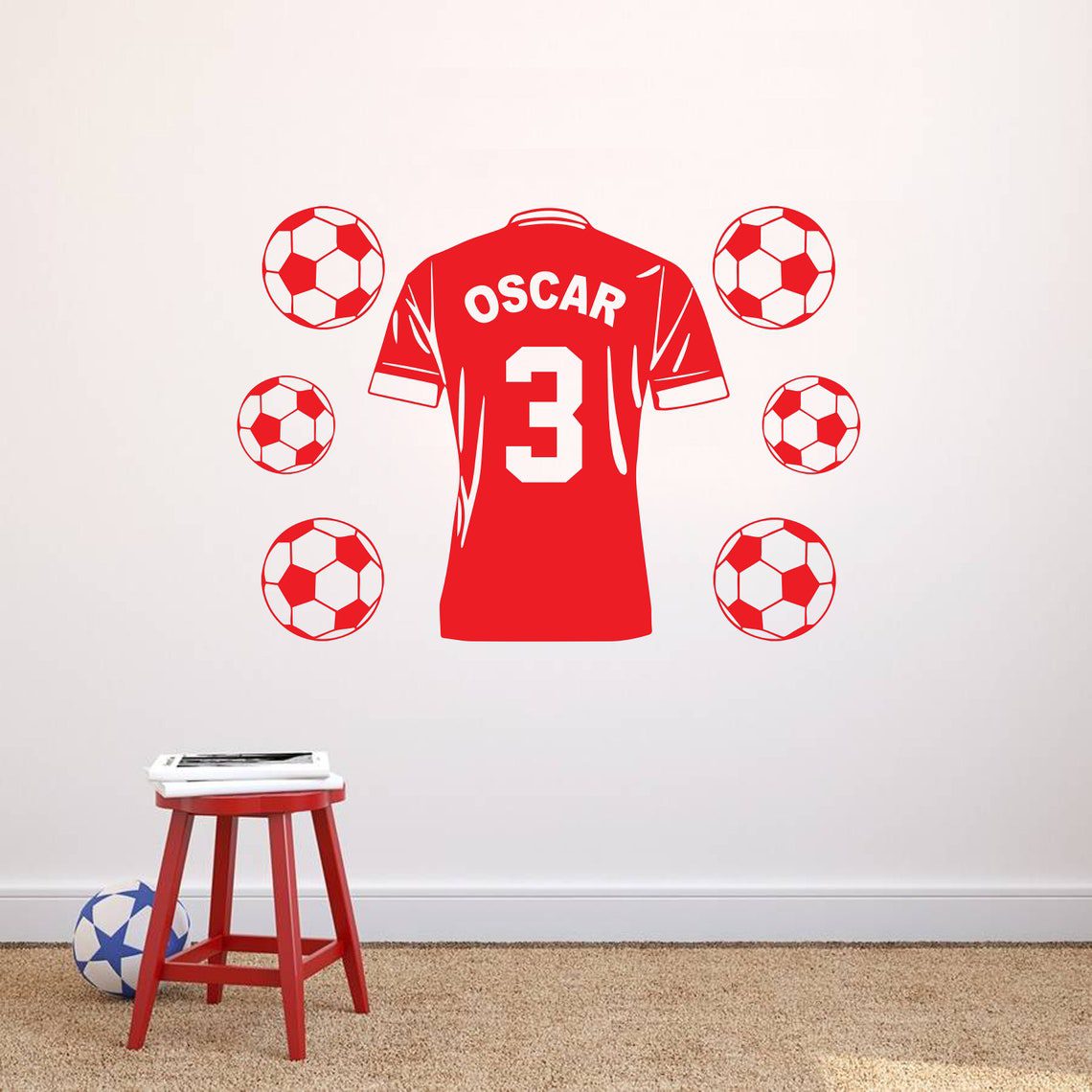 Personalised Football Shirt - Wall Art - Vinyl Transfer - Wall Sticker - Kids Bedroom - Image 5