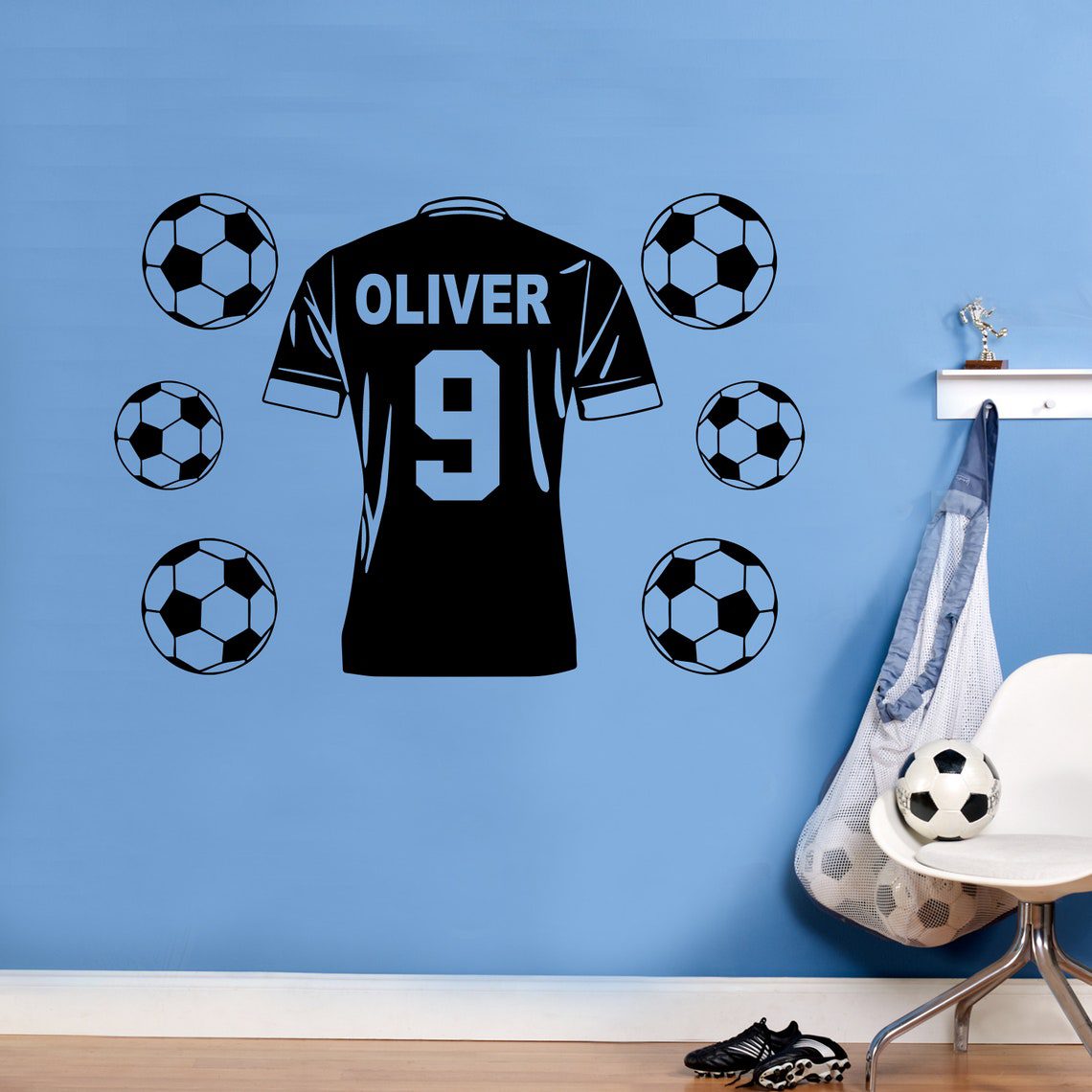 Personalised Football Shirt - Wall Art - Vinyl Transfer - Wall Sticker - Kids Bedroom - Image 6