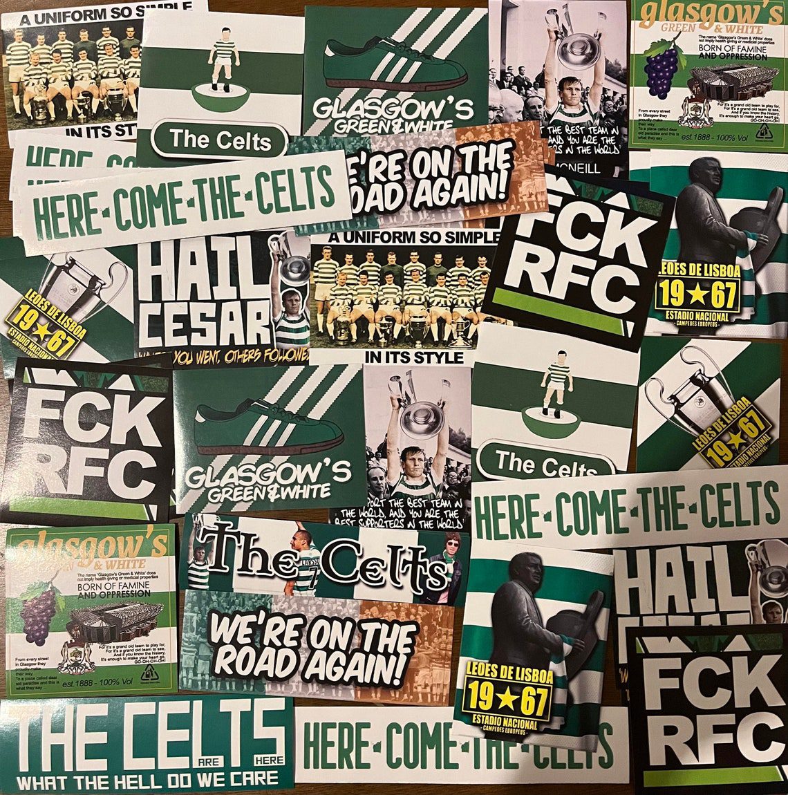 100 x Celtic Stickers - Based on Celts Flags Scarf Shirt Badge Ultras Paradise Parkhead Billy McNeil Lisbon Lions Green & White - Image 3