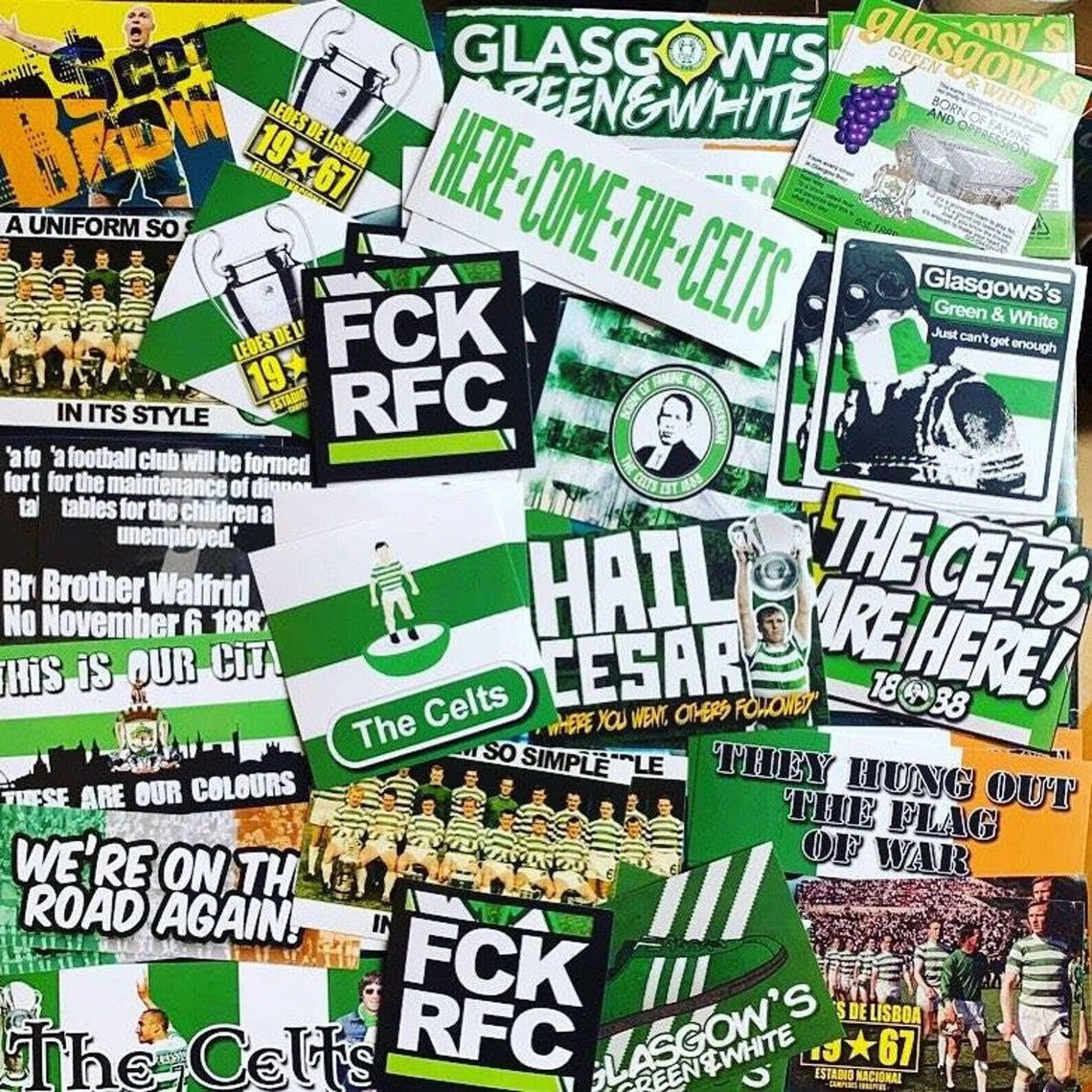 100 x Celtic Stickers - Based on Celts Flags Scarf Shirt Badge Ultras Paradise Parkhead Billy McNeil Lisbon Lions Green & White - Image 2