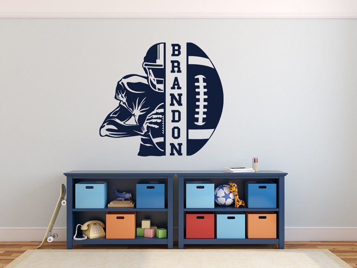 Personalized Football Name Wall Decal: Custom Player Sticker, Boys Room Decor WW327 - Image 4