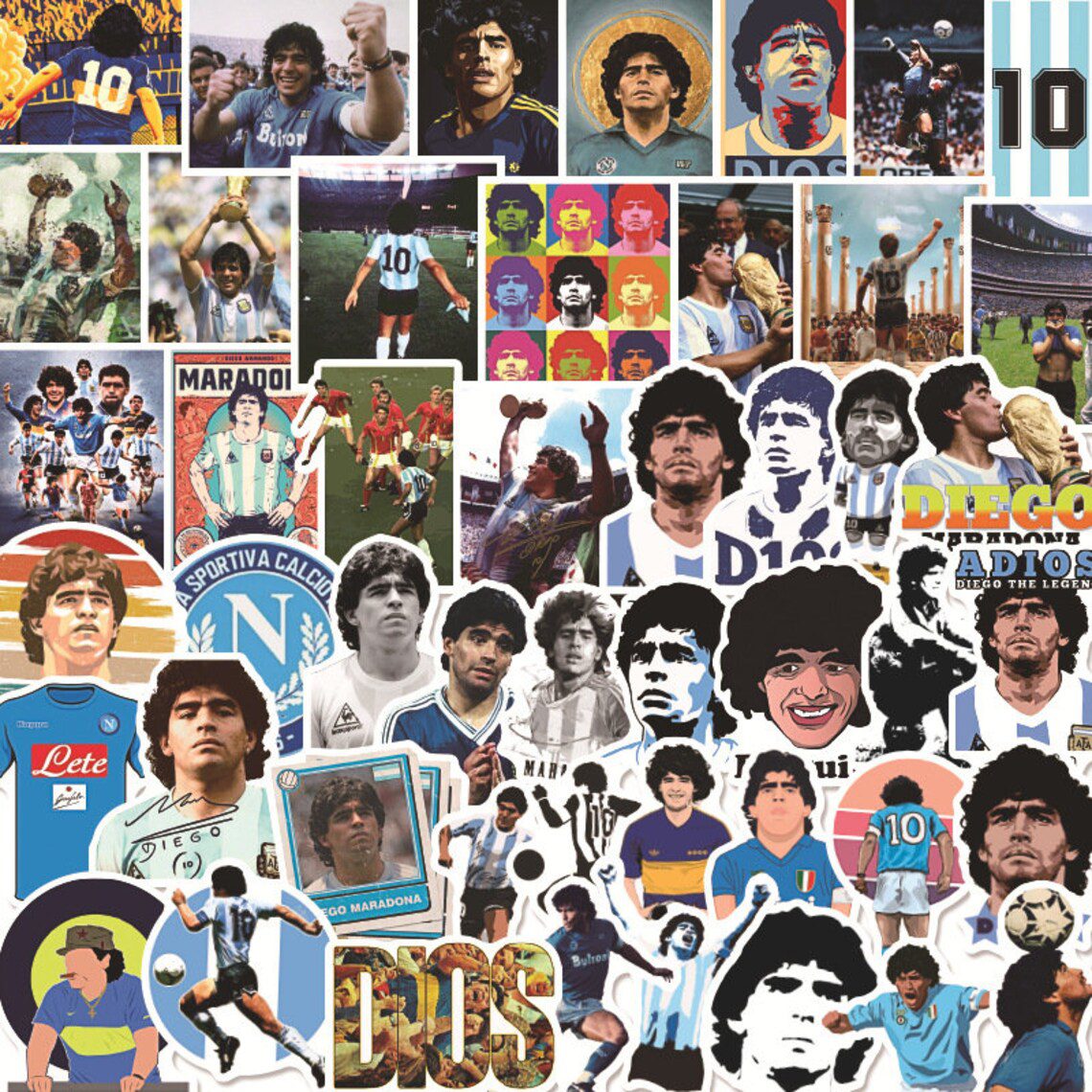 50 Messi or Maradona Stickers Pack – Waterproof Soccer Stickers – Retro Football GOAT Vinyl Stickers for Laptop, Bottle, Car - Image 3
