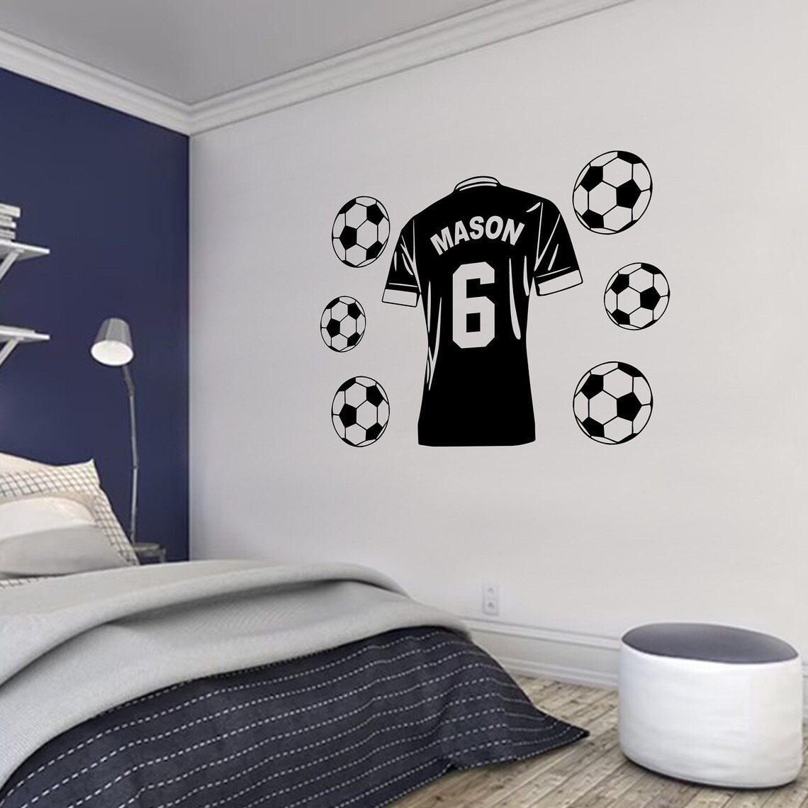 Personalised Football Shirt - Wall Art - Vinyl Transfer - Wall Sticker - Kids Bedroom - Image 2
