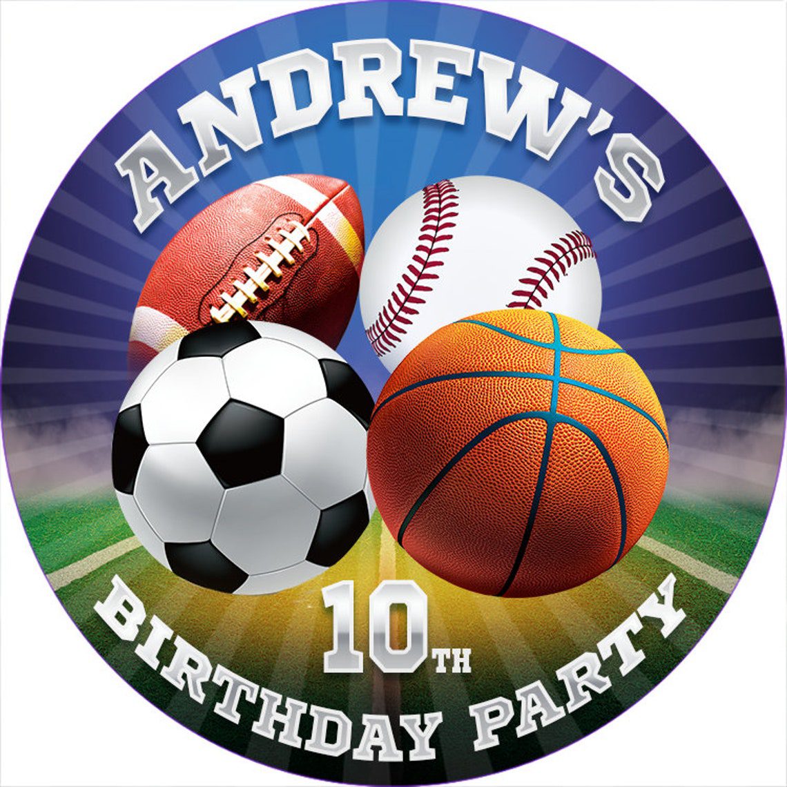 Sports Birthday Stickers: Football, Soccer, Basketball, Baseball (Printable) - Image 4