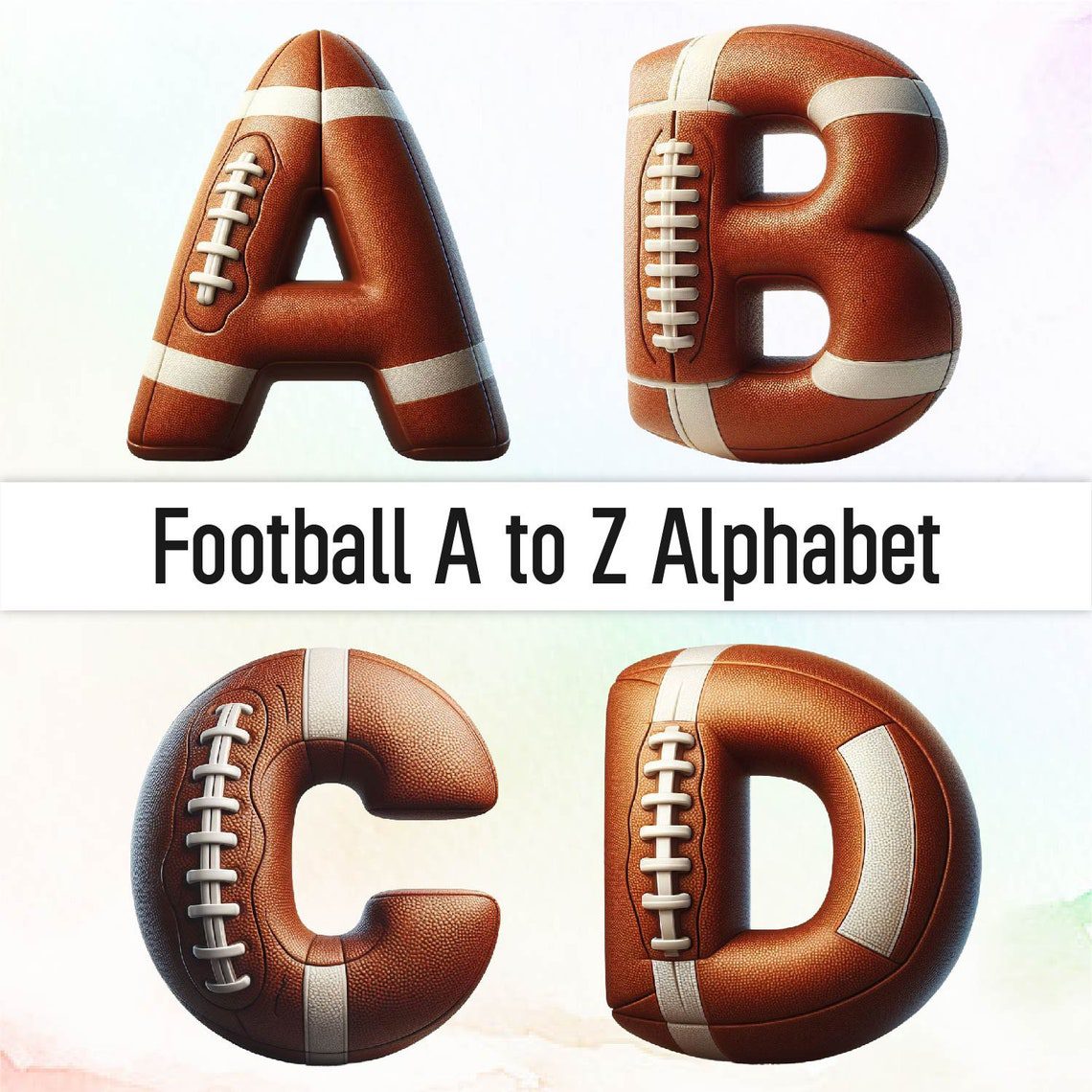 Football Png Football Letter Font Clipart Alphabet Png Doodle Letters Png Doodle Alphabet Doodle Font 3D Letters Decorative Digital Stickers - Image 2