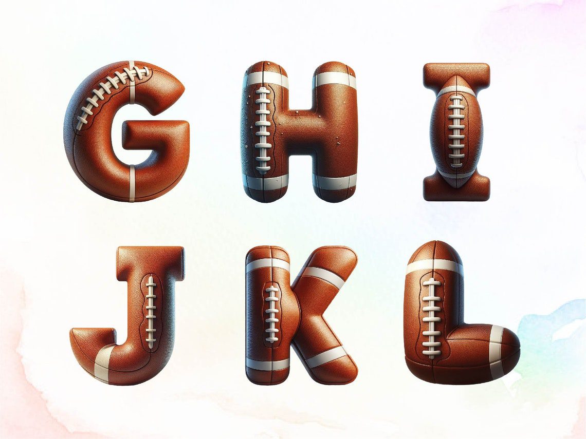 Football Png Football Letter Font Clipart Alphabet Png Doodle Letters Png Doodle Alphabet Doodle Font 3D Letters Decorative Digital Stickers - Image 5