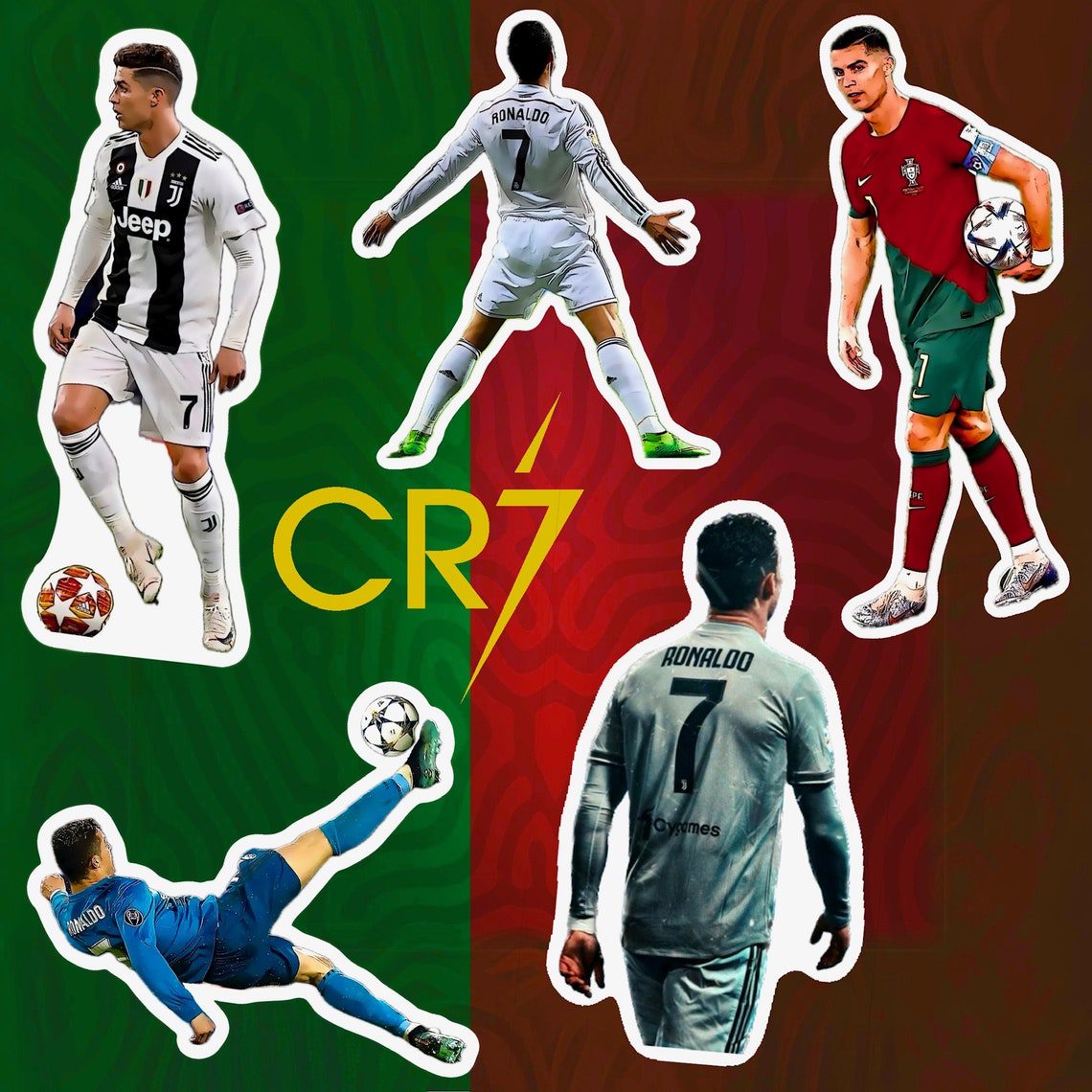 Cristiano Ronaldo sticker pack waterproof, durable, Soccer, Portugal decals, for bottles, laptops - Image 2