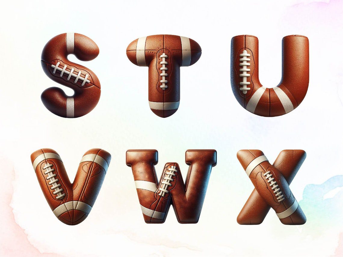 Football Png Football Letter Font Clipart Alphabet Png Doodle Letters Png Doodle Alphabet Doodle Font 3D Letters Decorative Digital Stickers - Image 7
