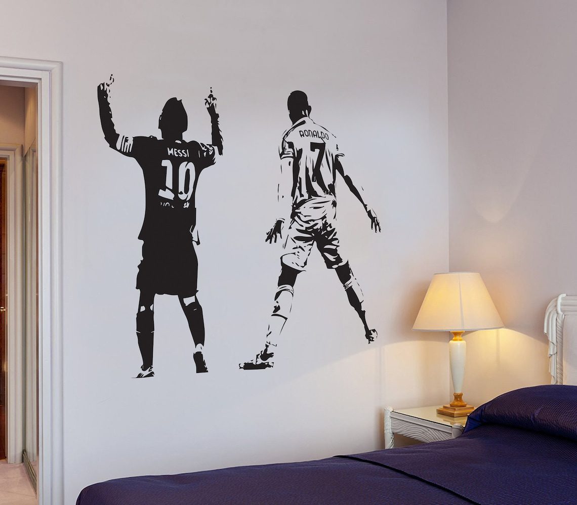 Messi and Ronaldo - Football Wall Art - Wall Sticker - Vinyl Transfer - Decal - Kids Bedroom - Image 2