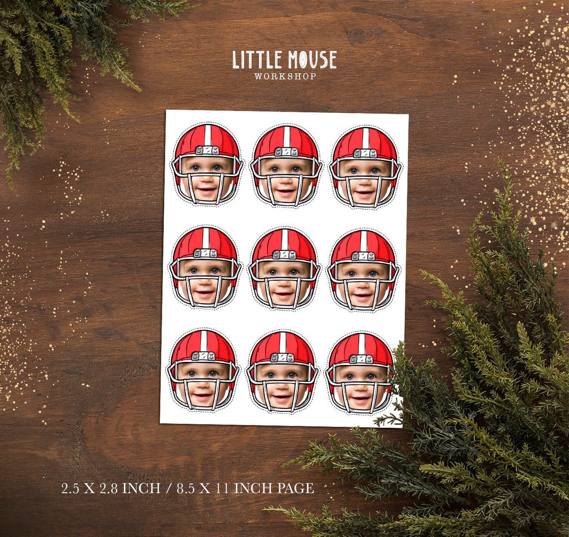 Football Personalized Face Cupcake Toppers - Image 3