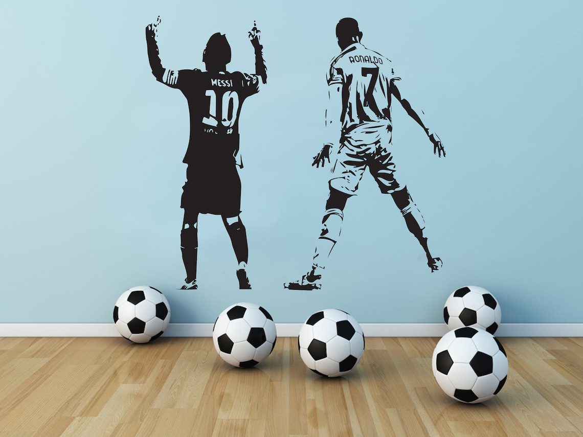 Messi and Ronaldo - Football Wall Art - Wall Sticker - Vinyl Transfer - Decal - Kids Bedroom - Image 3