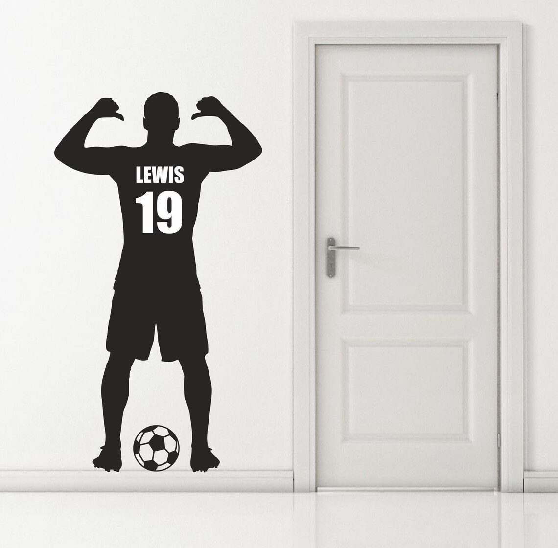 Cool Football Player Wall Sticker Decal Silhouette With Personalise Name - Image 2