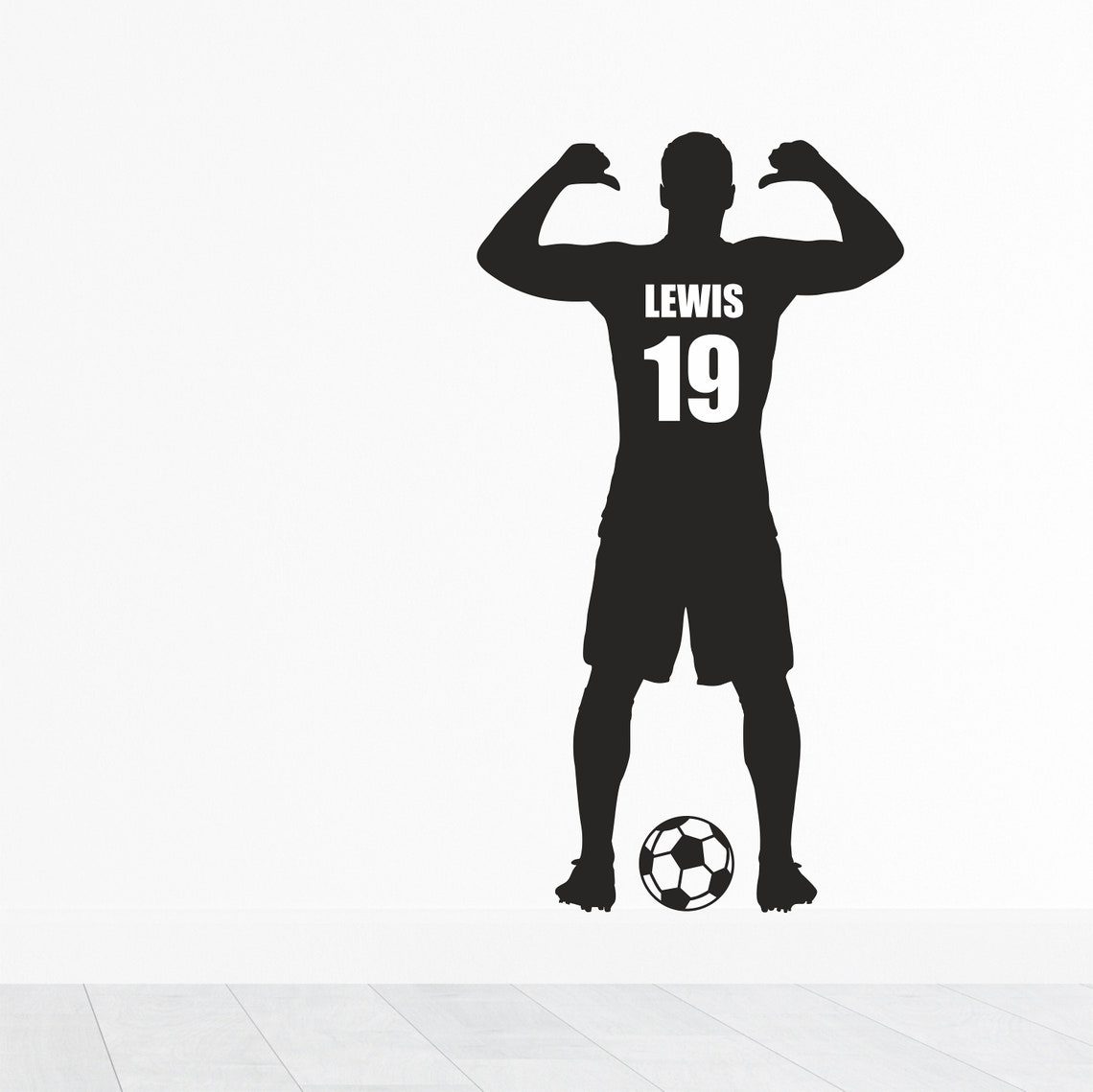 Cool Football Player Wall Sticker Decal Silhouette With Personalise Name - Image 3