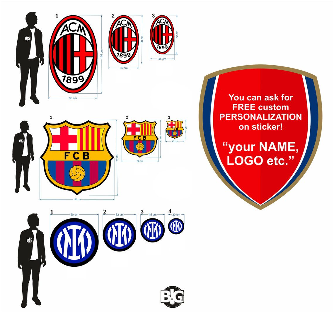 big sticker Football fußball soccer any team crest emblem stema logo, wall sticker decal wandtatoo - Image 10