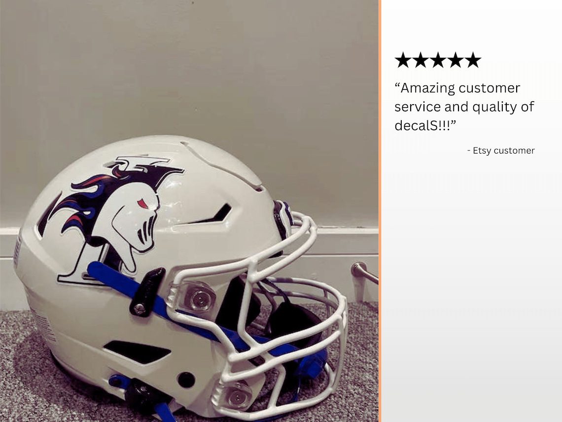 Football Helmet Decals - Full Size, Customized With Your Logo, Sold In Pairs, Dye Cut - 20 Mill Vinyl, Team Discounts Included - Image 6
