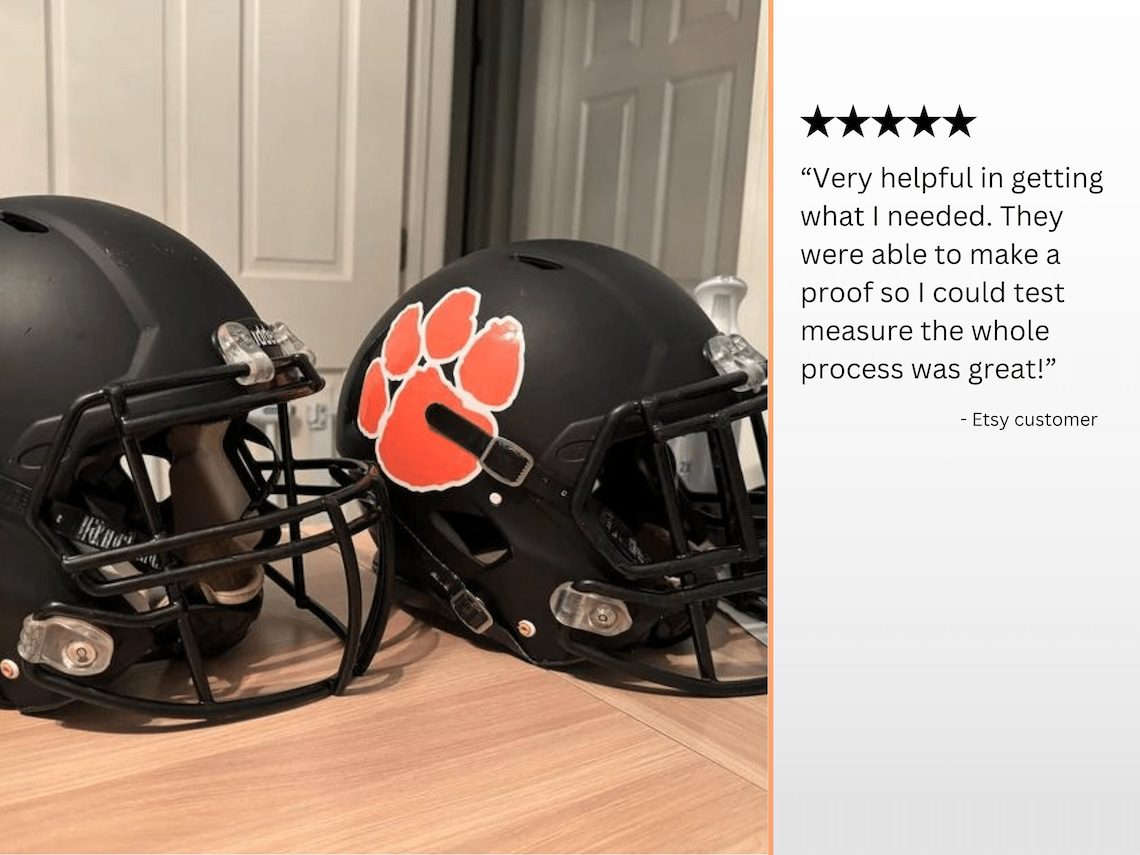 Football Helmet Decals - Full Size, Customized With Your Logo, Sold In Pairs, Dye Cut - 20 Mill Vinyl, Team Discounts Included - Image 7