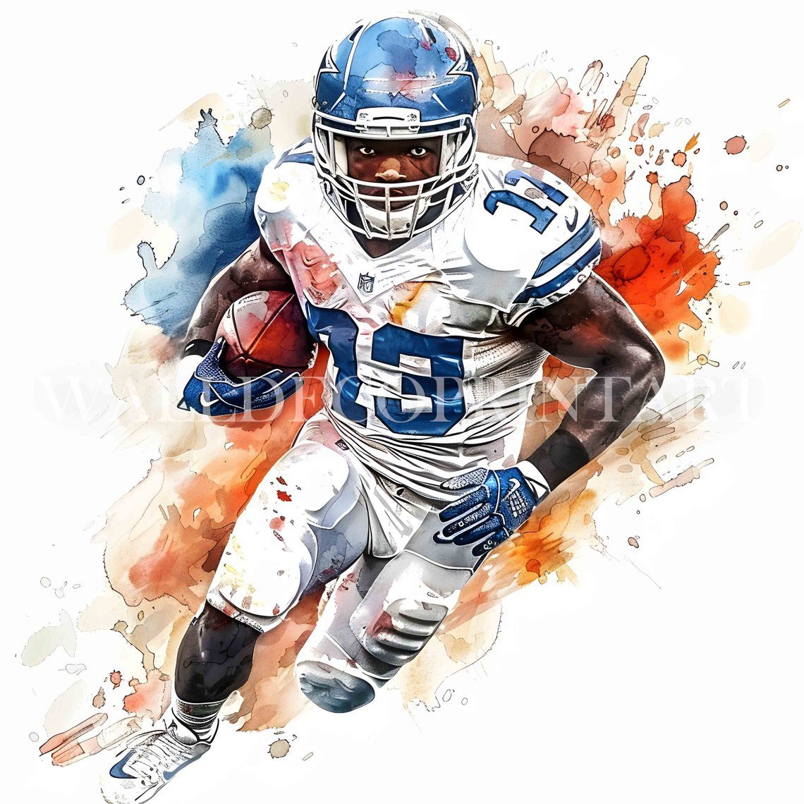 11 American Football Player Clipart - High Quality JPG - Digital Download - Commercial Use, Watercolor, Printable Media, Digital Paper Craft - Image 8