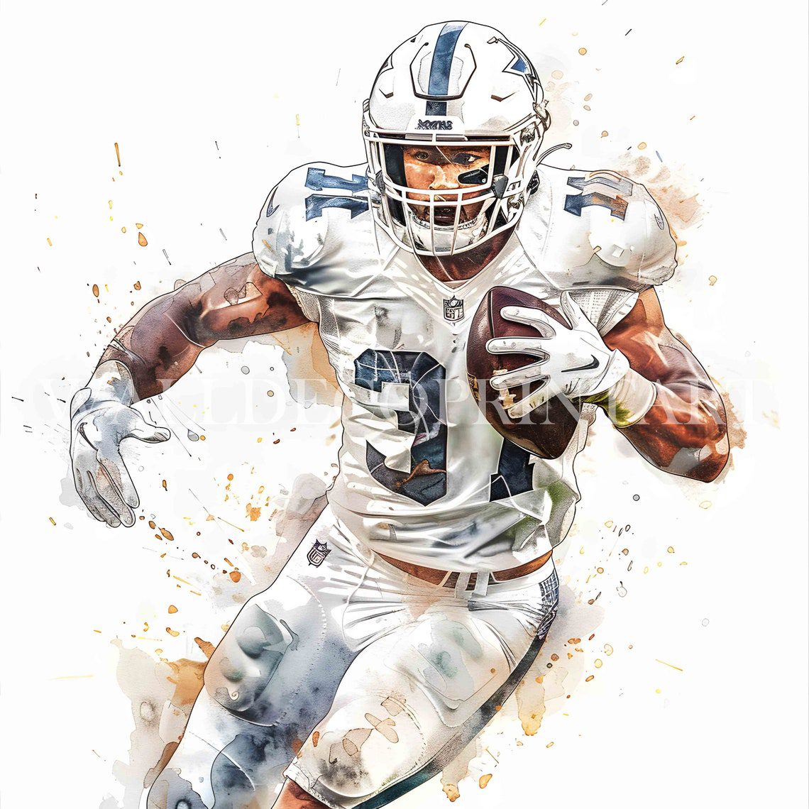 11 American Football Player Clipart - High Quality JPG - Digital Download - Commercial Use, Watercolor, Printable Media, Digital Paper Craft - Image 4