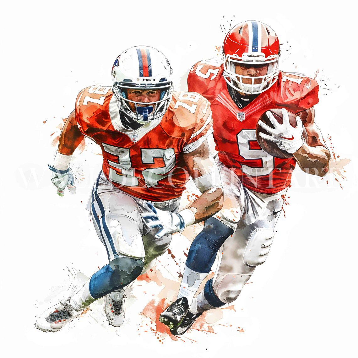 11 American Football Player Clipart - High Quality JPG - Digital Download - Commercial Use, Watercolor, Printable Media, Digital Paper Craft - Image 7