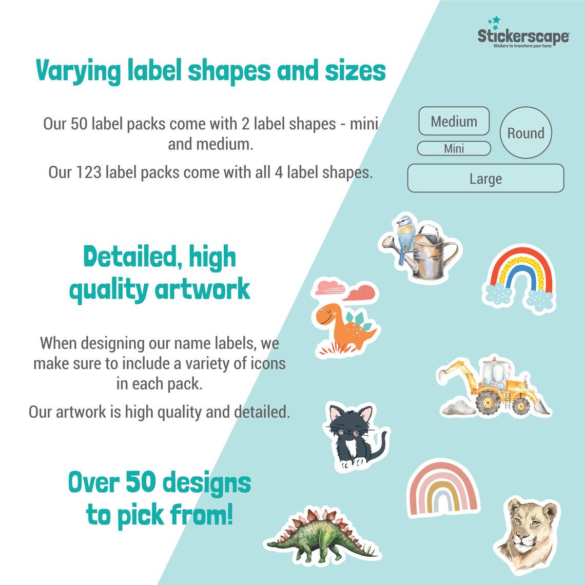 50 or 123 Stick On Name Labels, Football Icons Name Labels, School Name Stickers, School Name Tags, Children’s Name Labels for Clothes - Image 7