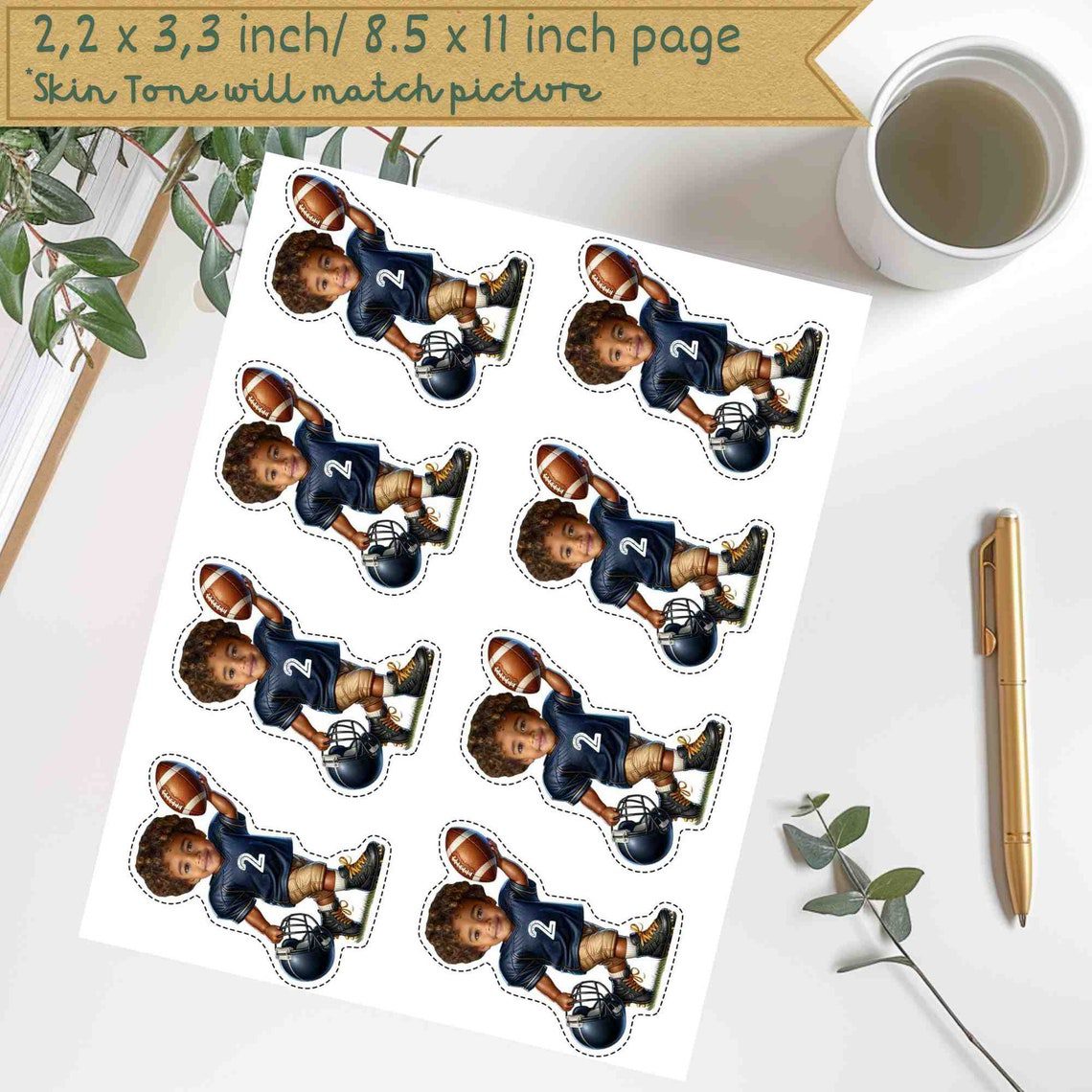Football Personalized Face Cupcake Toppers, football cupcake toppers,cupcake toppers sports, Custom Face Cupcake Topper,cupcake toppers face - Image 7