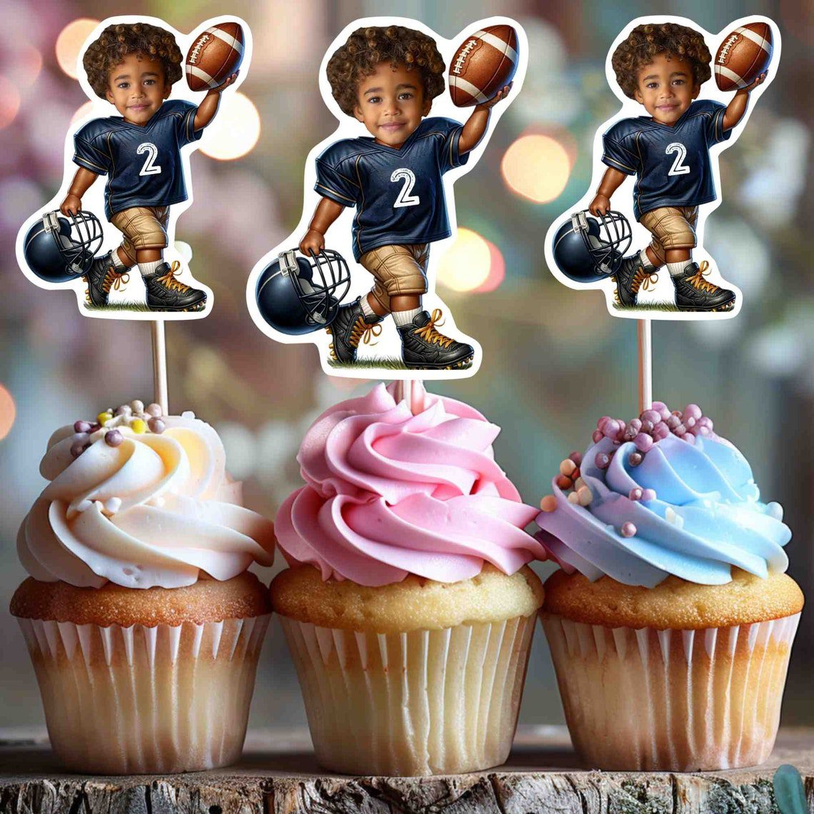 Football Personalized Face Cupcake Toppers, football cupcake toppers,cupcake toppers sports, Custom Face Cupcake Topper,cupcake toppers face - Image 10