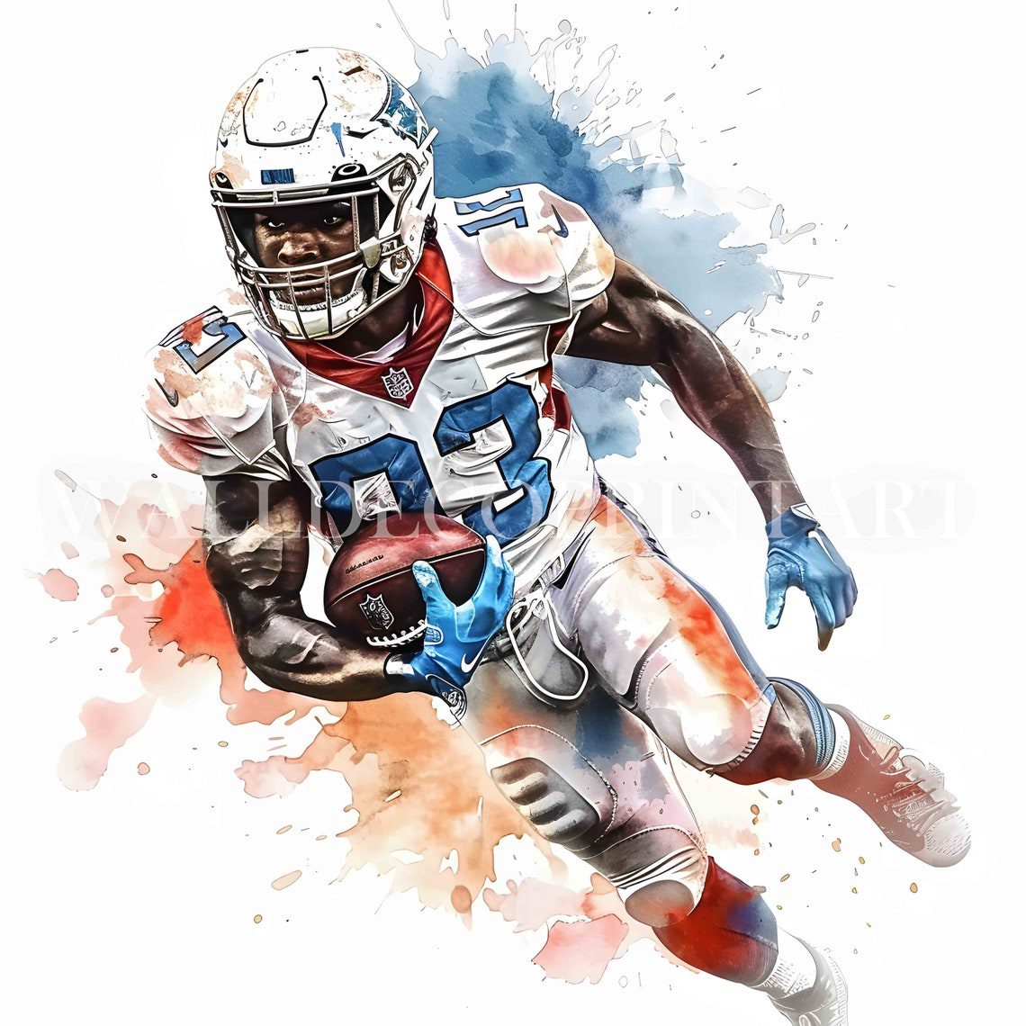 11 American Football Player Clipart - High Quality JPG - Digital Download - Commercial Use, Watercolor, Printable Media, Digital Paper Craft - Image 9