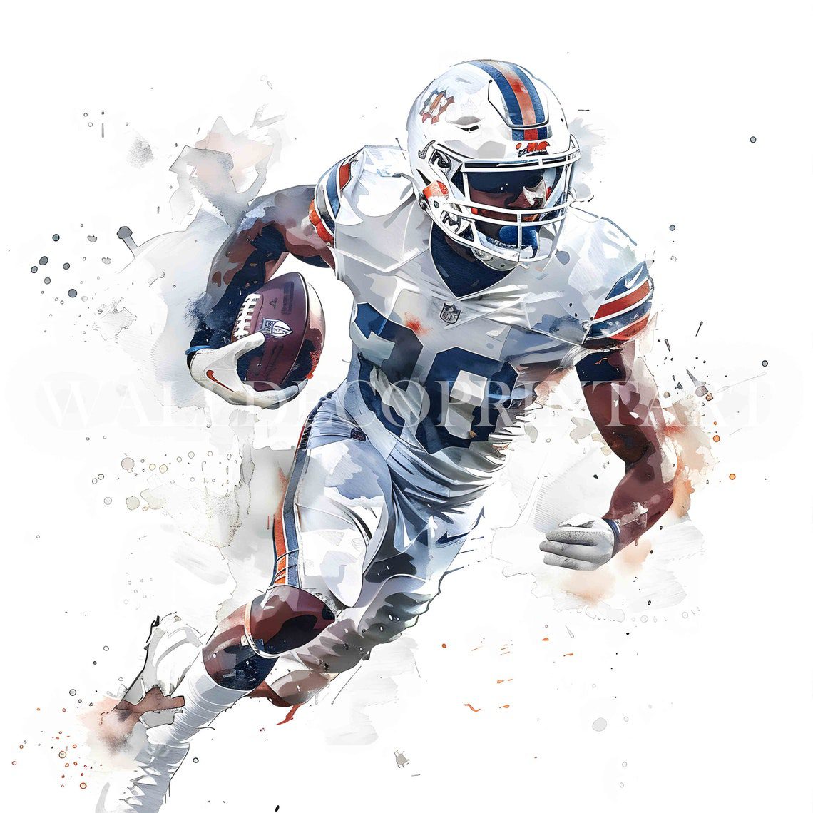 11 American Football Player Clipart - High Quality JPG - Digital Download - Commercial Use, Watercolor, Printable Media, Digital Paper Craft - Image 5