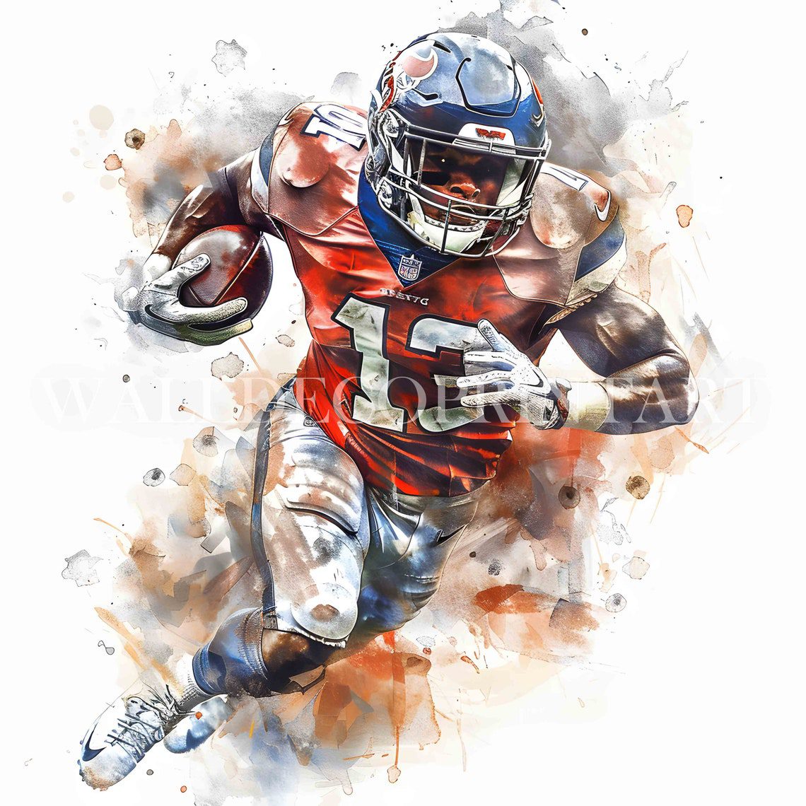 11 American Football Player Clipart - High Quality JPG - Digital Download - Commercial Use, Watercolor, Printable Media, Digital Paper Craft - Image 3