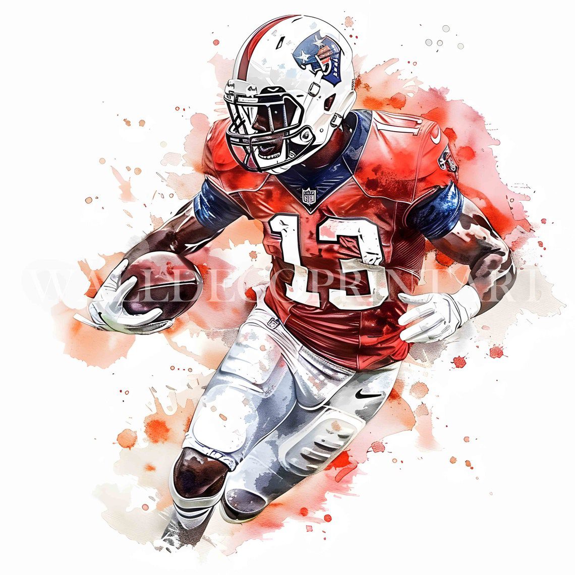 11 American Football Player Clipart - High Quality JPG - Digital Download - Commercial Use, Watercolor, Printable Media, Digital Paper Craft - Image 11