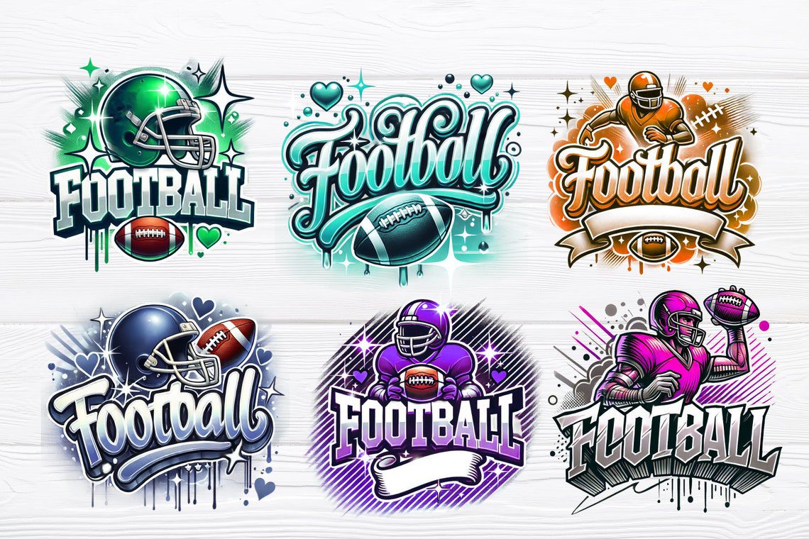 Football png Bundle - Airbrushed Football png Bundle - Print File - Sublimation Designs - Sports png - Digital Download - Image 4