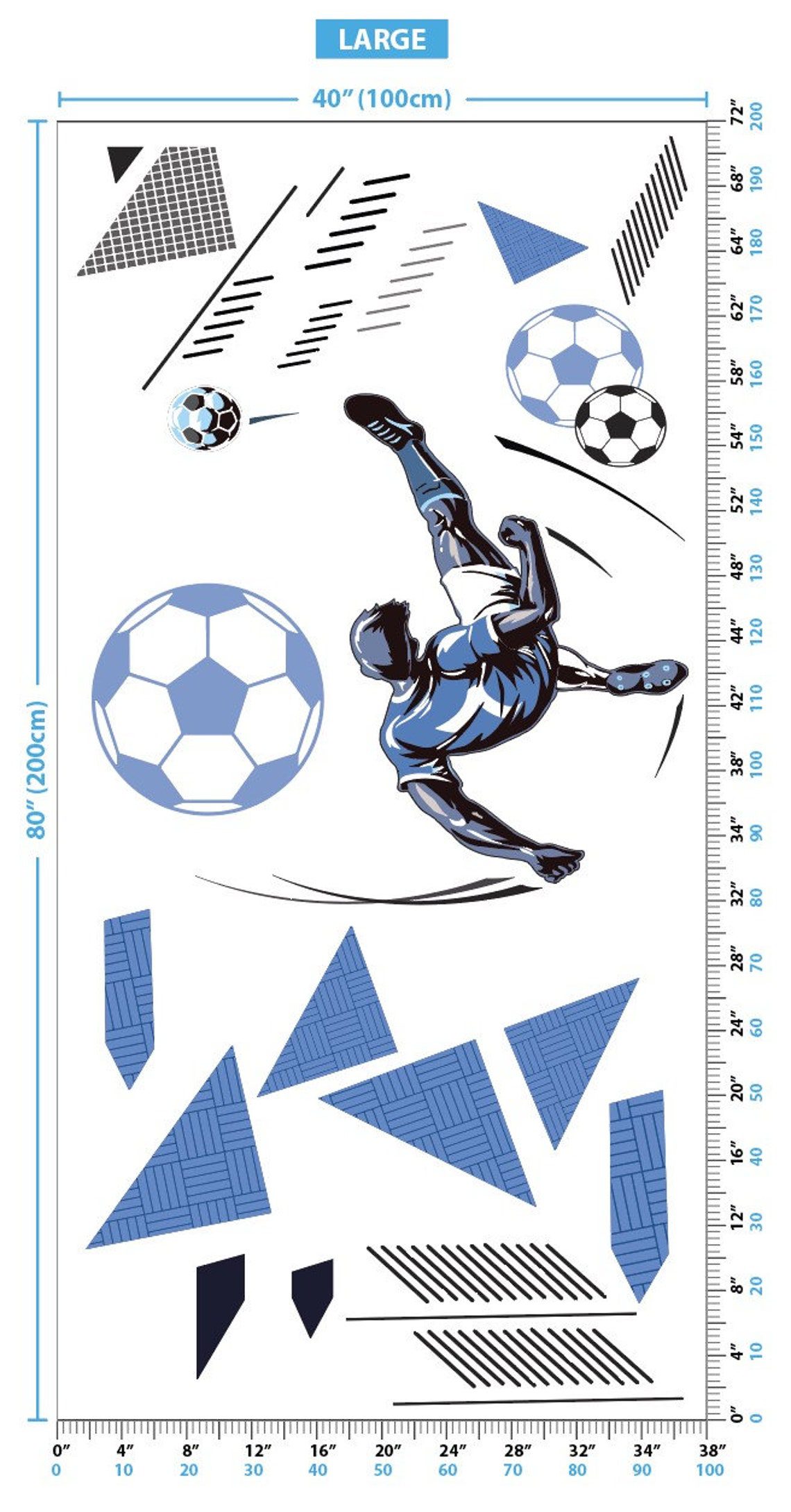 Soccer Wall Sticker Boys Room , Football Themed Wall Decal Set for Kids , Soccer Ball Sticker for Kids , Peel and Stick Wall Decal Football - Image 3