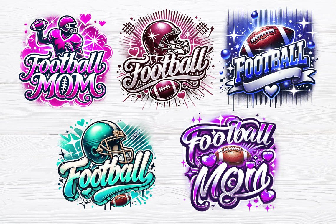 Football png Bundle - Airbrushed Football png Bundle - Print File - Sublimation Designs - Sports png - Digital Download - Image 6