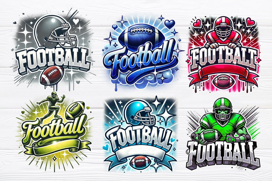 Football png Bundle - Airbrushed Football png Bundle - Print File - Sublimation Designs - Sports png - Digital Download - Image 5