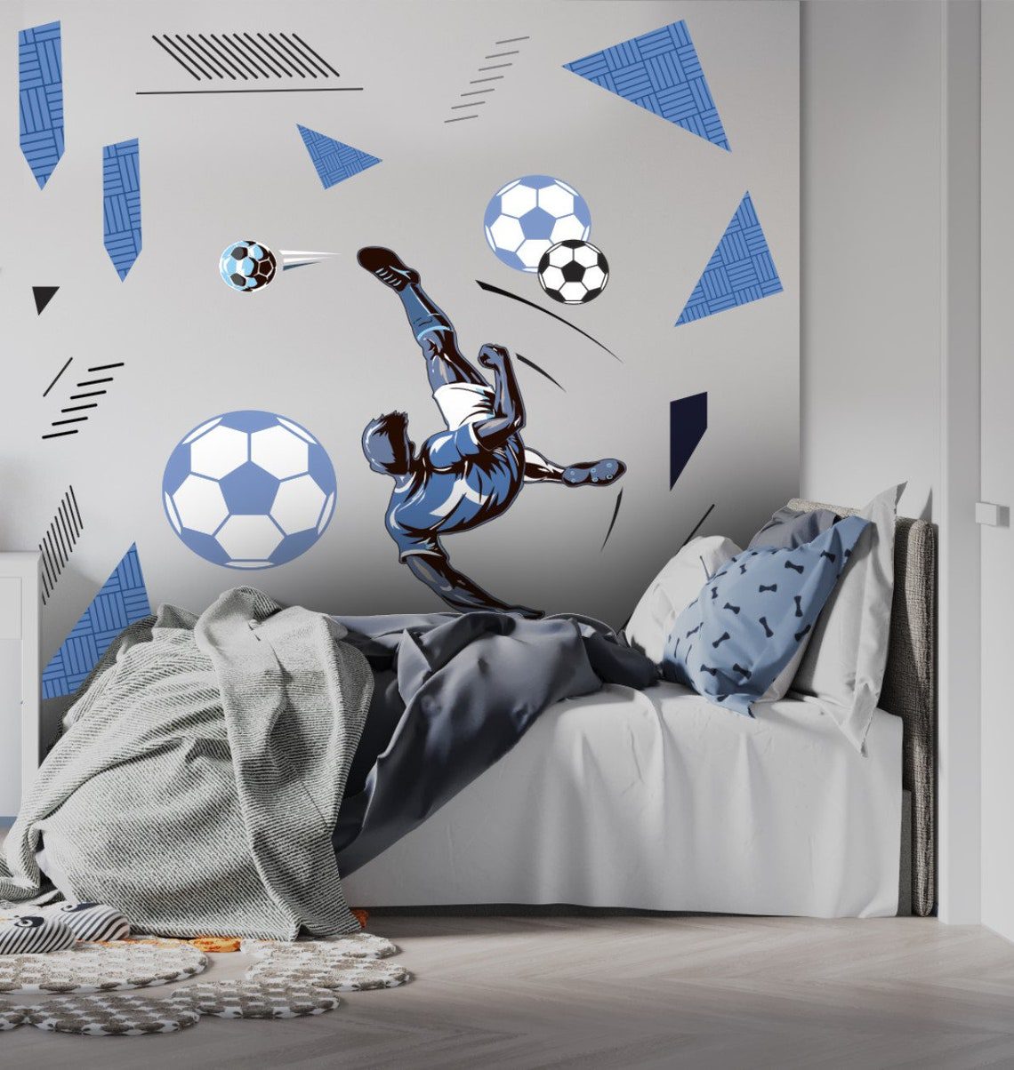 Soccer Wall Sticker Boys Room , Football Themed Wall Decal Set for Kids , Soccer Ball Sticker for Kids , Peel and Stick Wall Decal Football - Image 7