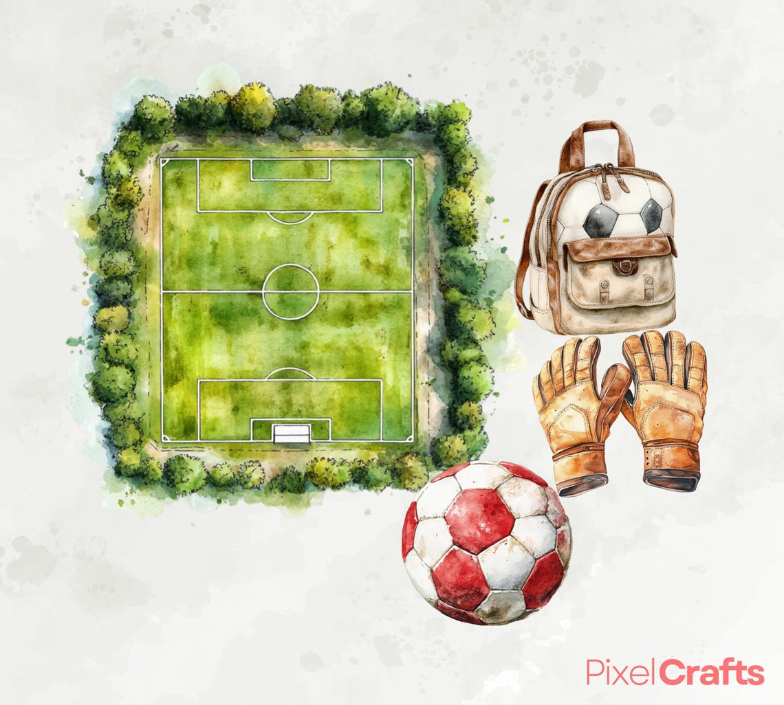 Soccer Clipart Bundle, Watercolor Football Clipart, Soccer Ball Clipart, Soccer Graphics, Sports Clipart, Commercial Use, Digital Download - Image 6